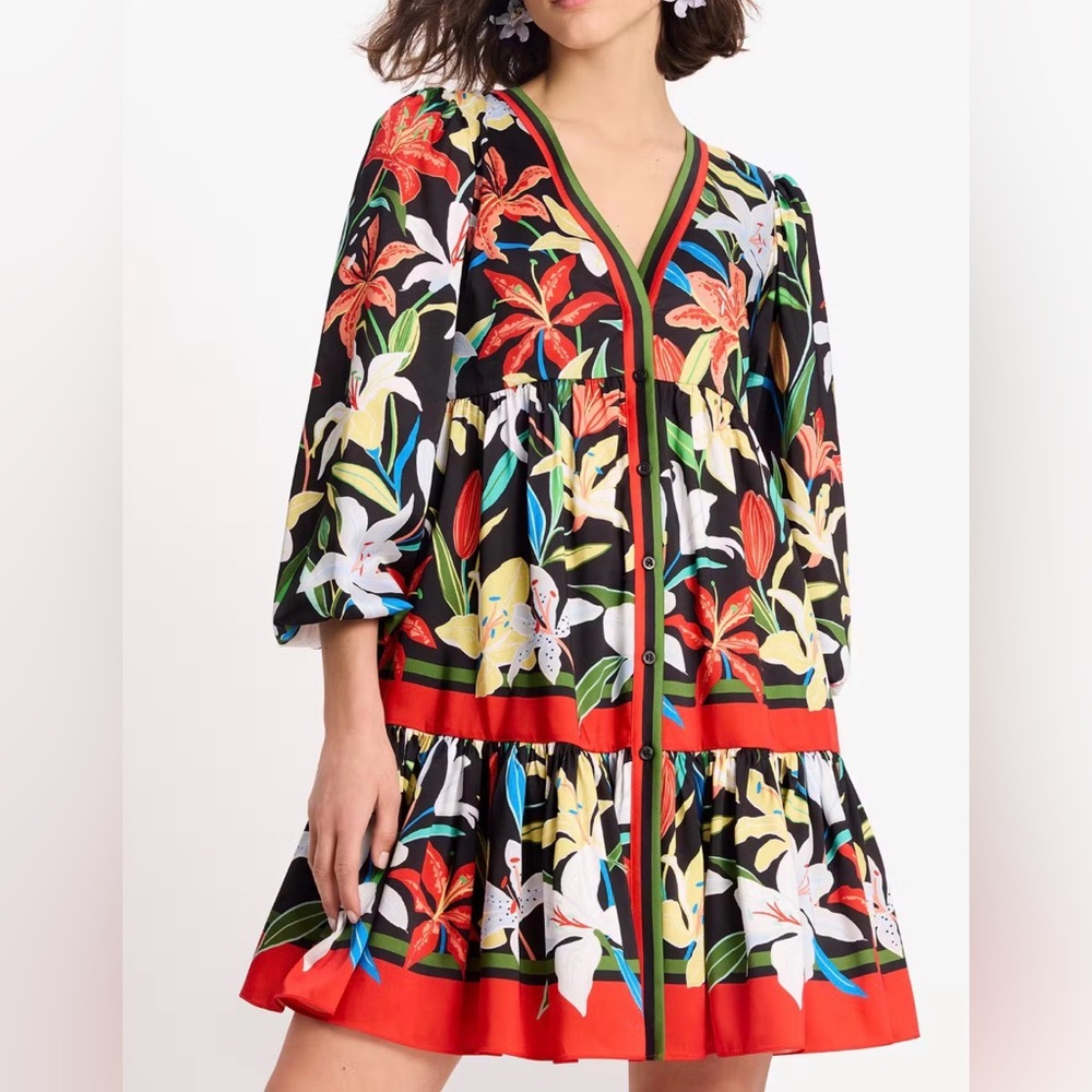 Kate Spade Summer Lillies Twill Dress size Snall NWT